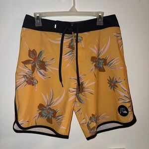 Quiksilver Highline Men's Floral Swim Shorts - Orange and Black Waist 29